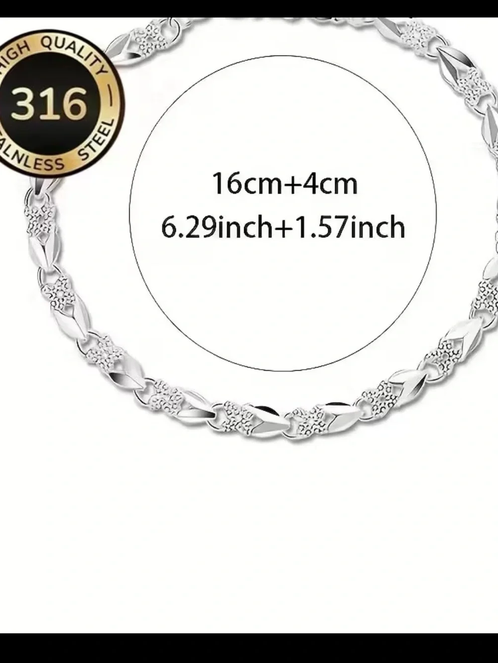 Delicate Silver Floral Link Bracelet - Polished 316 Stainless